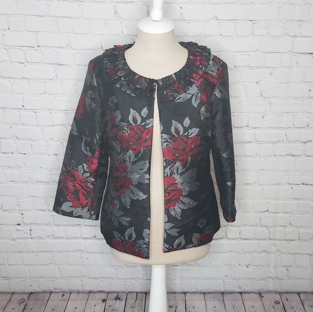 LAVENDER & HONEY jacket floral pleated collar